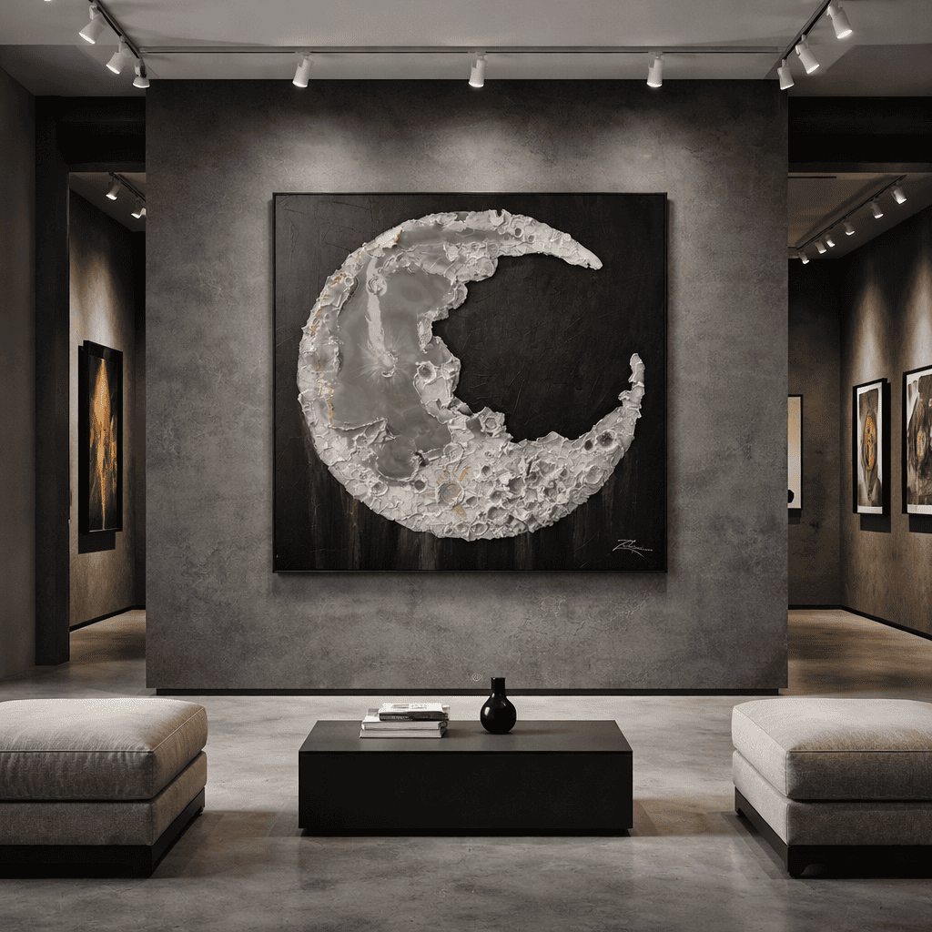 Nocturne — dark lunar mixed media artwork